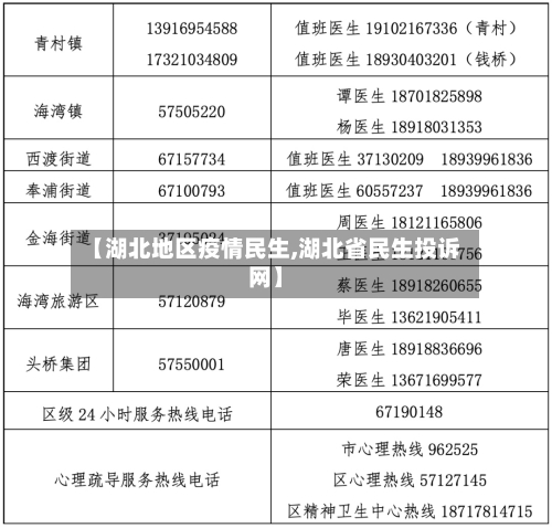 【湖北地区疫情民生,湖北省民生投诉网】